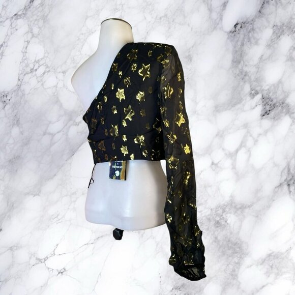 DUNDAS xREVOLVE Stella One Shoulder Top - Black - Picture 10 of 12